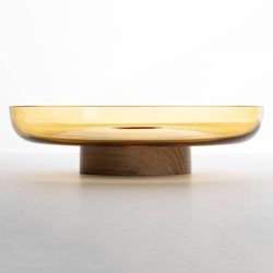 Artemide Schale Bontà, gelb, Ø 26 cm, Glas, Holz