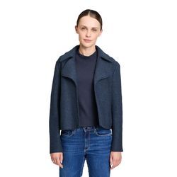 Jackenblazer BETTY & CO "Betty & Co Casual-Jacke mit Kragen", Damen, Gr. 46, blau (navy blau), Obermaterial: 60% Viskose, 40% Wolle., modisch, lässig geschnitten normal, Langarm, Blazer, Material