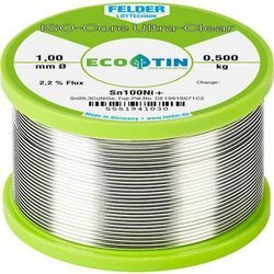 Felder ISO-Core Ultra-Clear Sn100Ni+ Lötzinn, bleifrei Spule Sn99,25Cu0,7Ni0,05 0.500 kg 1 mm