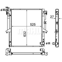 MAHLE Kühler, Motorkühlung für MITSUBISHI MN135032 1350A922 CR 1880 000S