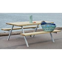 Alpha Picknicktisch XL - Graubraun / Silber (Gestell) - 177 x 161 x 73 / 45 cm - aus Kiefer / Fichte