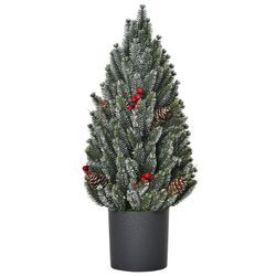 HOMCOM Künstlicher Weihnachtsbaum für den Tisch mit künstlicher Schneeoptik grün Ø27 x 47H cm