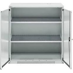 Schäfer Shop Genius Flügeltürenschrank FS, Stahl, mit Belüftungslöchern, B 1055 x T 520 x H 1105 mm, 3 OH, Lichtgrau/Lichtgrau, bis 300 kg