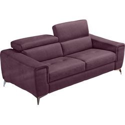 Schlafsofa EGOITALIANO "Francine, Designsofa, Loungesofa mit Dauerschlaffunktion, Bettfunktion", lila (plum), B:233cm H:100cm T:106cm, Sofas, hochwertiger Metallbettrahmen & Matratze, Kopfteil manuell verstellbar