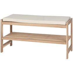 Schuhbank WENKO "Acina", braun (braun, natur), B:90cm H:45cm T:34cm, FSC-zertifiziertes Holz, Baumwolle, Polyester, Sitzbänke, BxTxH: 90x34x45 cm, aus Akazienholz