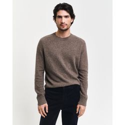 Rundhalspullover GANT "WOOL BLEND C-NECK", Herren, Gr. XL, schwarz hazelnut melange, Strick, Obermaterial: 40% Wolle, 30% Baumwolle, 15% Alpaka, 15% Polyamid, meliert, casual, relaxed fit, Rundhals, Pullover, in melierter Optik