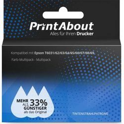 PrintAbout Druckerpatrone kompatibel mit Epson T6031/62/63/64/65/66/67/68/69 - Farb-Multipack - Hohe Kapazität - Multipack