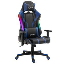 Bürostuhl LED Gaming Stuhl ergonomischer Drehstuhl mit Liegefunktion Handlauf anhebbar Schaumstoff K