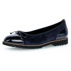 Ballerina GABOR Gr. 42, blau (nachtblau), Damen, Ziegenveloursleder, Lacklederimitat, unifarben, Schuhe, Flats, Chunky Slipper mit komfortablem Gummieinfass