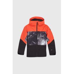 Skijacke O'NEILL "CARBONITE SNOW JACKET" Gr. 152 (146), schwarz spacedout, Kinder, Stoff, Obermaterial: 100% Polyester, colorblocking, gemustert, Jacken