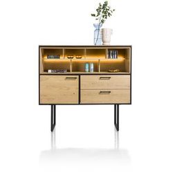 XOOON Belo Highboard Eiche/Metall mit LED 140x45 cm