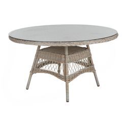 Brafab Kamomill Gartenesstisch Geflecht/Glas Beige Ø130x73 cm