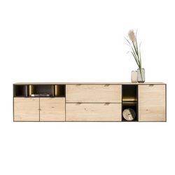 XOOON Elements Sideboard 3 Türen, 5 Nischen + LED Eiche 240x60 cm