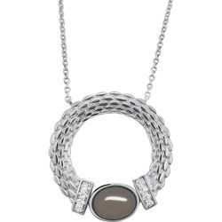 Kette mit Anhänger FIRETTI "Schmuck Geschenk Silber 925 Halsschmuck Halskette Anhänger Milanaise", grau (silberfarben, grau, kristallweiß), Halsketten, Damen, Silber 925 (Sterlingsilber), L: 45cm B: 1,3mm, mit Zirkonia (synth.), B:1,3mm