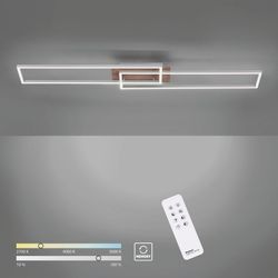 LED Deckenleuchte JUST LIGHT "IVEN" Lampen braun (holzfarben) dimmbar über Fernbedienung