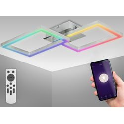 B.K.LICHT LED Deckenleuchte "BK_FR1319 WiFi RGB LED-Deckenlampe, App und Fernbedienung, Dimmbar", Warmweiß, Neutralweiß, Kaltweiß, Farbwechsel, iOS & Android, Smart, Lampen, grau (chromfarben)B:38,00cm H:9,10cm L:50,00cm