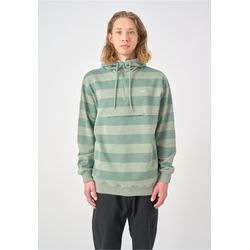 Kapuzensweatshirt CLEPTOMANICX "Hooded Stripe" Gr. L, grün, Herren, 100% Baumwolle, gestreift, mehrfarbig, Sweatshirts, mit praktischem Half-Zip