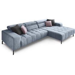 Ecksofa DIE PLANBAR "MP-IN18022 L-Form", blau (aqua), B:321cm H:74cm T:190cm, 100% Polyester, Sofas, mit Kopfteilverstellung & Zierkissen, optional Sitztiefenverstellung