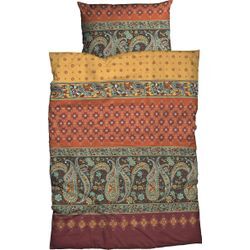 Bettwäsche CASATEX "Murillo", orange (terra), B/L: 155cm x 220cm, , Biber, B/L: 80cm x 80cm, Obermaterial: 100% Baumwolle, Bettwäsche, paisley, orientalisch, indisch