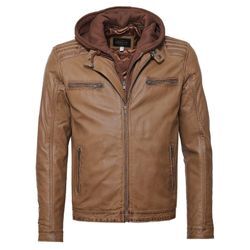 Bikerjacke JCC "31024993", Herren, Gr. 46, braun, Obermaterial: 100% Leder, Schaf / Futter: 100% Polyester / Wattierung: 100% Polyester / Kapuze: 65% Polyester; 35% Baumwolle, Jacken