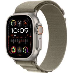 Smartwatch APPLE "Watch Ultra 2 Titanium" Smartwatches Gr. 49mm, Cellular, S, Alpine Loop, grau (olivegrün) Alpine Loop