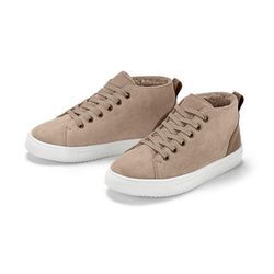 Gefütterter Veloursleder-Sneaker - Beige - Gr.: 37