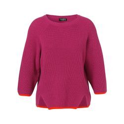 Pullover in Perlfang-Optik mit geschlitztem Saum, magenta, Gr.42