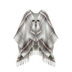 Strickponcho LASCANA, Damen, rosa (grau, rose), Obermaterial: 100% Polyacryl, kariert, casual, Pullover, modisches Karo Muster & Schnalle, Karotuch, Poncho, Cape, Schal, VEGAN