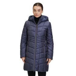 Outdoorjacke BETTY BARCLAY "Betty Barclay Outdoorjacke mit abnehmbarer Kapuze", Damen, Gr. 36, blau (blaugrau), Obermaterial: 88% Polyester, 12% Polyamid. Futter: 100% Polyester. Füllung: 100% Polyester., casual, tailliert, Langarm, Jacken