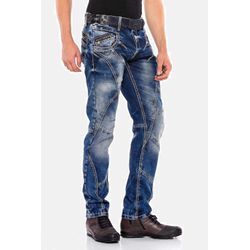 Straight-Jeans CIPO & BAXX "Jeans" Gr. 30, Länge 34, blau Herren Jeans mit trendigen Ziernähten, CD563