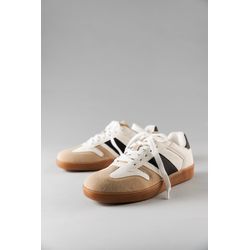 Sneaker ANISTON SHOES Gr. 36, beige (weiß, beige, schwarz), Damen, Lederimitat, Schuhe, Freizeitschuh, Halbschuh, Schnürschuh - NEUE KOLLEKTION