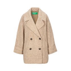 Wintermantel UNITED COLORS OF BENETTON Gr. M (38), beige (beige wollweiß), Damen, Web, Obermaterial: 47% Wolle, 33% Polyester, 20% Polyacryl. Futter: 80% Polyester, 20% Baumwolle, unifarben, Mäntel, zweifarbig gemustert