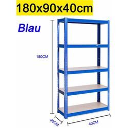 Dayplus - Blau Schwerlastregal Lagerregal Kellerregal Metall Werkstattregal Regal Steckregal max. 875kg Tragfähigkeit, 180 x 90 x 40 cm, mit 5 mdf