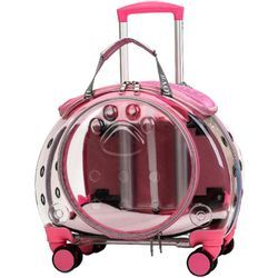 Hundetrolley Transporttasche Tragetasche für Tiere Trolley 2-in-1 Haustierrucksack Hundetasche Rosa