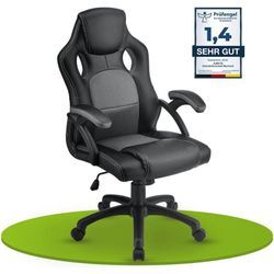 Racing Schreibtischstuhl Montreal - ergonomisch, höhenverstellbar & gepolstert, bis 120 kg - Bürostuhl Drehstuhl pc Gaming Stuhl - grau - Juskys