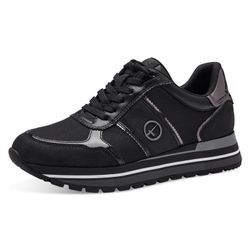 Plateausneaker TAMARIS Gr. 36, schwarz (schwarz kombiniert) Damen Schuhe Plateau, Freizeitschuh, Halbschuh, Schnürschuh im Materialmix Bestseller