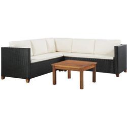 Torana - 4-tlg. Garten-Lounge-Set mit Auflagen Poly Rattan Schwarz