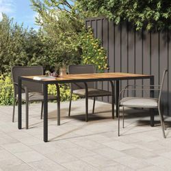 Bonnevie - Gartentisch,Terrassentisch,Gartenmöbel,Balkontisch 190x90x75 cm Poly Rattan und Akazienholz Schwarz VMEC639437