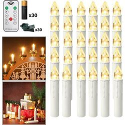 Led Kerzen Weihnachtskerzen Flammenlose Warmweiß mit Kabellos Timing-Funktion Fernbedienung für Weihnachtsdeko Geburtstags Hochzeitsdeko Party 30