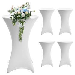 Vingo - 5x Stehtischhusse Stretch Stehtisch Hussen Tisch Husse Bistrotisch Weiß ø 60cm