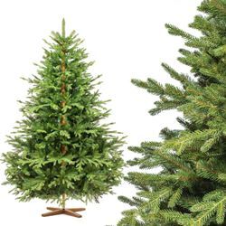 Fairytrees - Weihnachtsbaum künstlich 180 cm alpentanne Premium mit Christbaum Holzständer Tannenbaum künstlich mit Naturgetreue Spritzguss Elemente