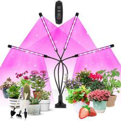 Mumu - Pflanzenlampe, 80 LEDs Wachstumslicht, LED-Gartenbaulampe für Pflanzen mit 4-Kopf-Lampe, Vollspektrum-Wachstum mit automatischem