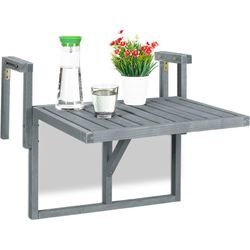 Balkon Hängetisch, klappbar, Balkontisch zum Einhängen, höhenverstellbar, HxBxT: 55x70x65 cm, Tannenholz, grau - Relaxdays