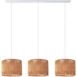 PACO HOME Pendelleuchte "Hugo Bonita", beige (natur weiß), Ø 27cm H: 20cm, Lampen, Pendelleuchte Korb Geflochten Boho Wohnzimmer Lampenschirm Papier E27