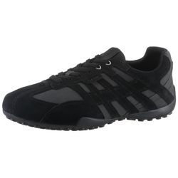 Sneaker GEOX "UOMO SNAKE A", Herren, Gr. 39, schwarz, Veloursleder, Lederimitat, sportlich, Schuhe, Freizeitschuh, Halbschuh, Schnürschuh mit herausnehmbarer Innensohle