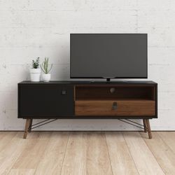 TV-Board ANDAS "TV-Möbel, Fernsehtisch, TV-Unit, Media-Möbel, Sideboard", braun (schwarz matt, walnuss), B:150,3cm H:59,6cm T:40,1cm, Spanplatte, Sideboards, TV-Kommode, Breite/Höhe 150/60 cm, 1 Tür, 1 offenes Fach, 1 Schublade