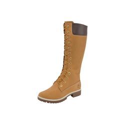 Schnürstiefel TIMBERLAND "Women's Premium 14in WP B" Gr. 36, gelb (wheat), Damen, Leder, Schuhe, Winterschuhe, Winterstiefel, Winterboots, Schnürboots, wasserdicht