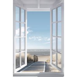 Deco-Panel REINDERS "Fenster zur Nordsee", blau (hellblau, weiß), B:60cm H:90cm, Hartfaserplatte, MDF, Bilder