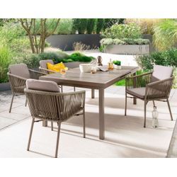 Garten-Essgruppe DESTINY "LUCCA IMOLA" Sitzmöbel-Sets Gr. Polyester, grau (taupe) Aluminium, Polyrattan, Rope