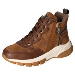 Schnürboots MUSTANG SHOES Gr. 36, braun (cognac) Damen Schuhe High Top Sneaker, Stiefelette mit zusätzlichem Reißverschluss